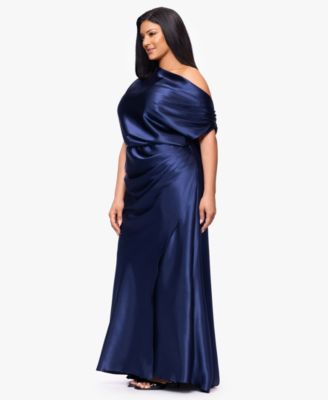Plus Size Asymmetrical Neck Ball Gown