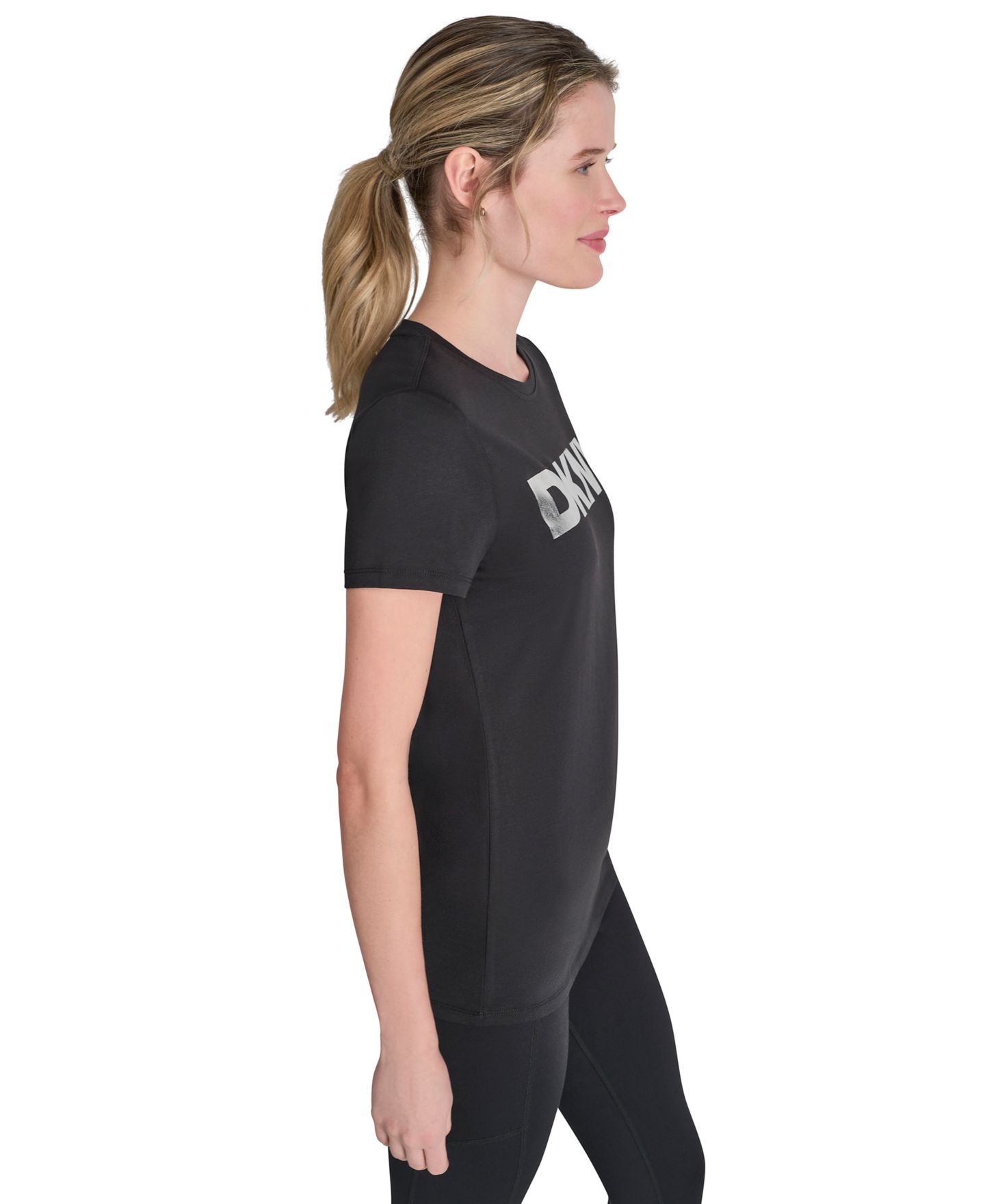 Женская футболка DKNY Sport Foil Logo, цвет: Чёрный — фото 3