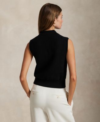 Women's Ribbed Collar Sleeveless Sweater