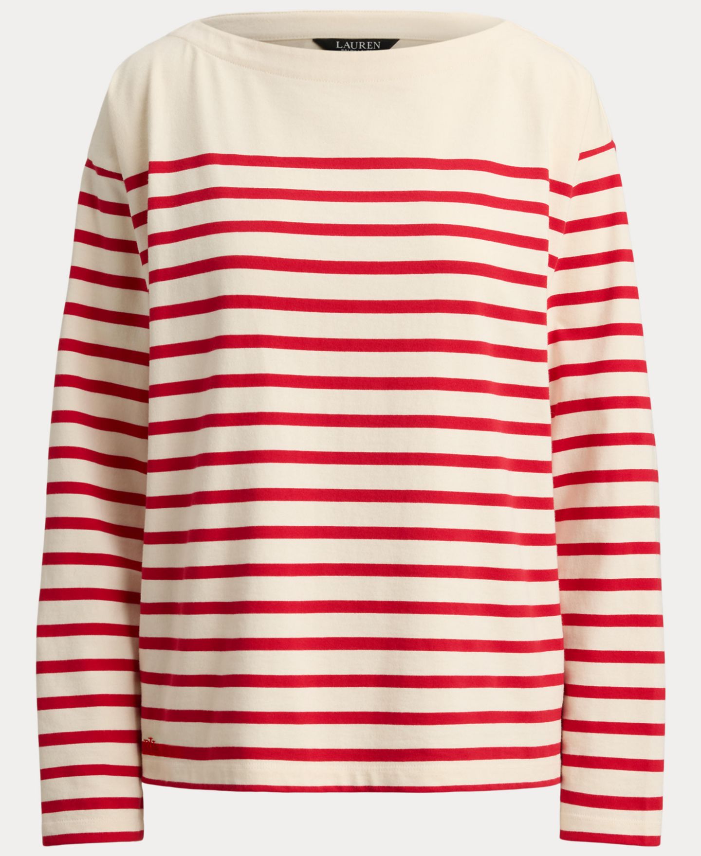 Женский топ Lauren Ralph Lauren Boat Neck Long-Sleeve Top, цвет: Кремовый / Красный — фото 2