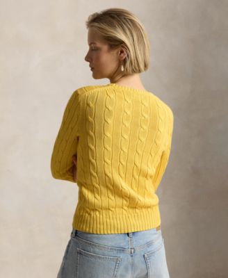 Women's Cable-Knit Cotton Crewneck Sweater
