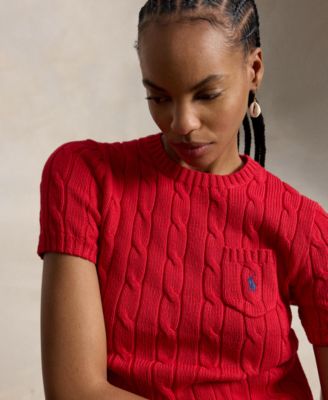 Women's Cable-Knit Short-Sleeve Sweater