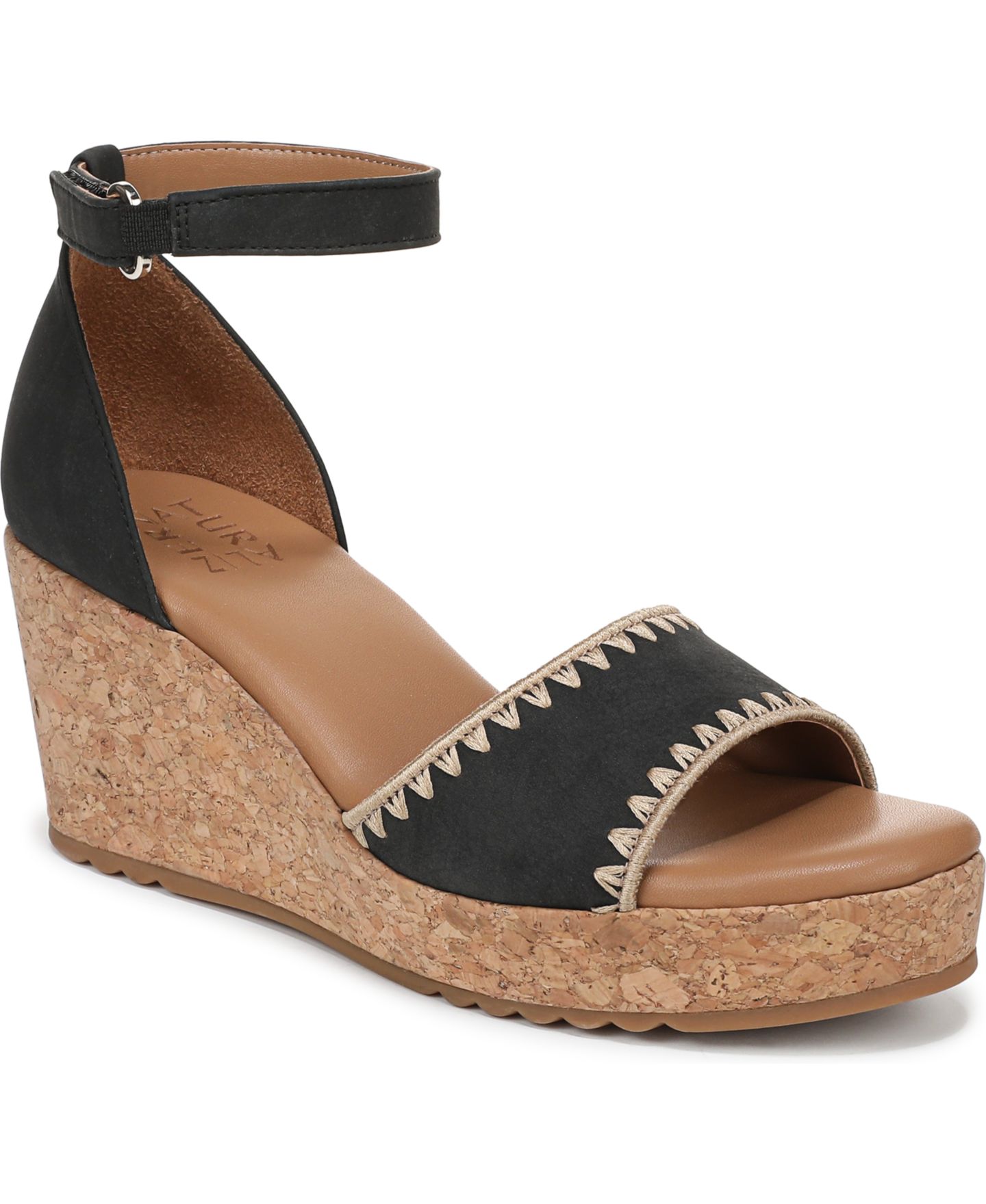 Женские сандалии Naturalizer Olly 3 Ankle Strap Espadrille, цвет: Чёрная искусственная кожа — фото 1
