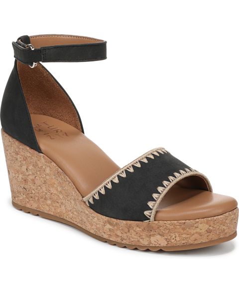 Женские сандалии Naturalizer Olly 3 Ankle Strap Espadrille, цвет: Чёрная искусственная кожа