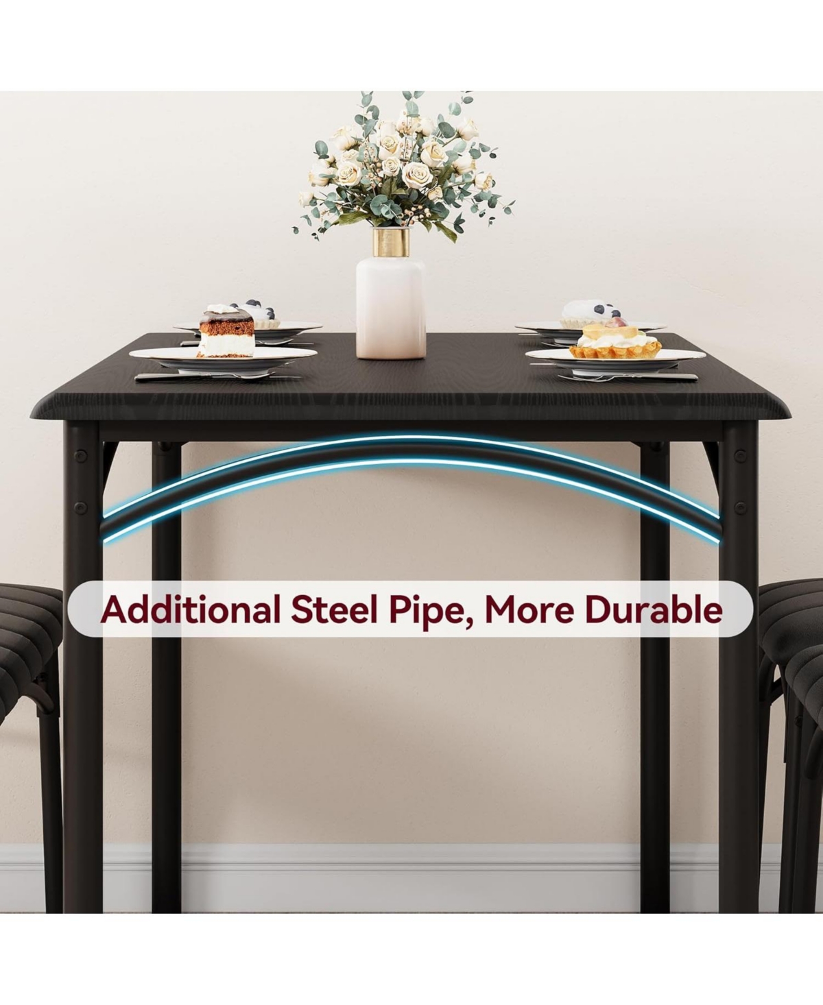 gaomon Kitchen Table and Chairs for 4 Rectangular Dining Set with Upholstered Chairs Perfect for Small Spaces