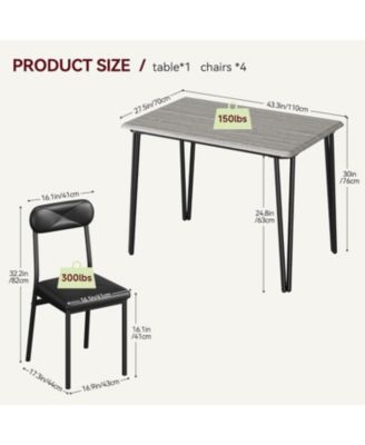 Dining Table Set for 4 Kitchen Table and Chairs for 4 ,5 Piece Kitchen Dining Room Table Set Wood Modern Rectangle Dinner Table