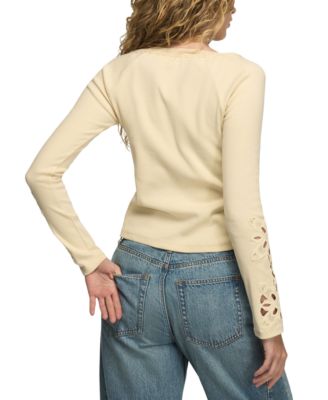 Women's Lace Notch Neck Fitted Top