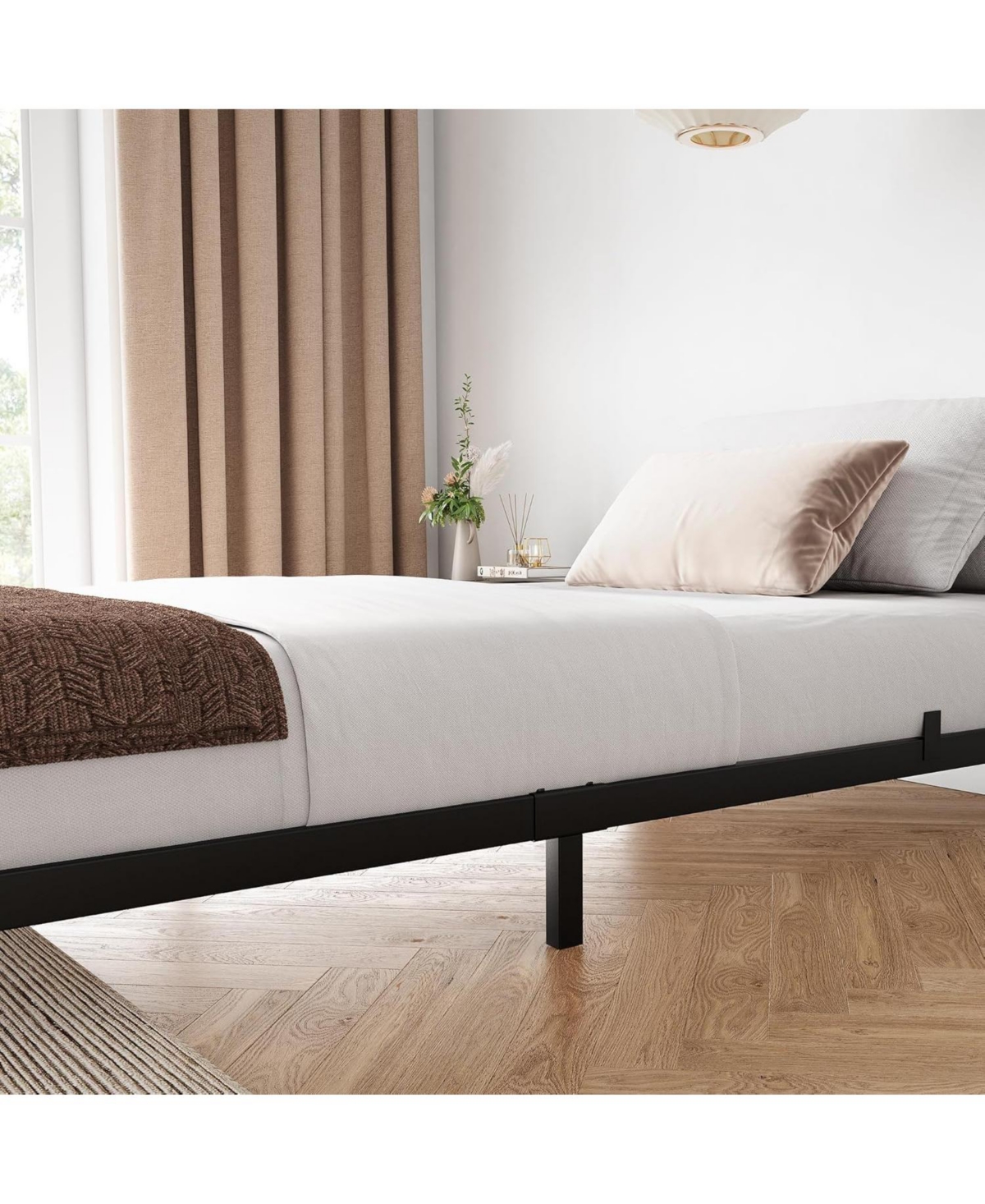 gaomon 6 Inch Twin Bed Frame No Box Spring Needed, Low Profile Bed Frame Heavy Duty Metal Platform Twin Non-Slip Metal Bed Frame