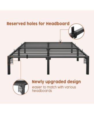 Full Size Metal Bed Frame, 16" High Platform, Heavy Duty Steel, Underbed Storage