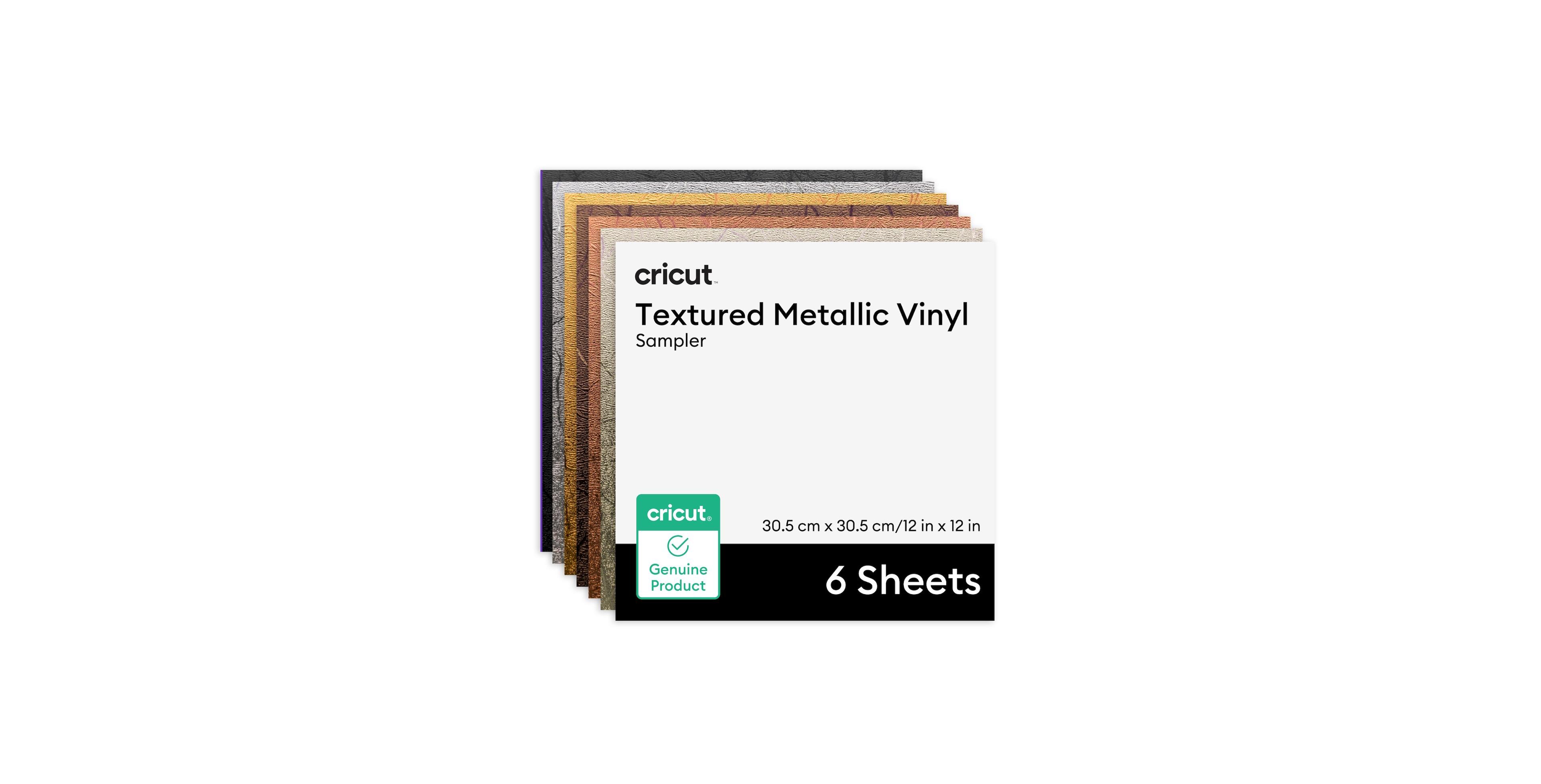 Cricut Textured Metallic Vinyl Permanent, Luxe Sampler - 12 in x 12 in Sheets (6 ct)