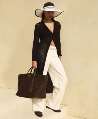 Women's Geometric-Knit Duster Cardigan