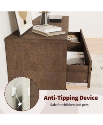 6 Drawer Dresser for Bedroom, 47" Wide Wooden Chest of Drawers, Fluted Storage Organizer for Living Room