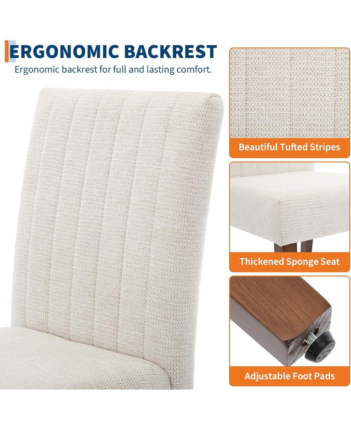 gaomon Parsons Button Tufted Dining Chairs Set of 2, Upholstered Fabric Chairs with Wood Legs and Padded Seats for Dining Room