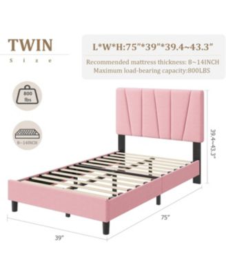 Full Platform Bed Frame with Fabric Upholstered Headboard, Sturdy Wooden Slats, No Box Spring Needed, Easy Assembly for Bedroom