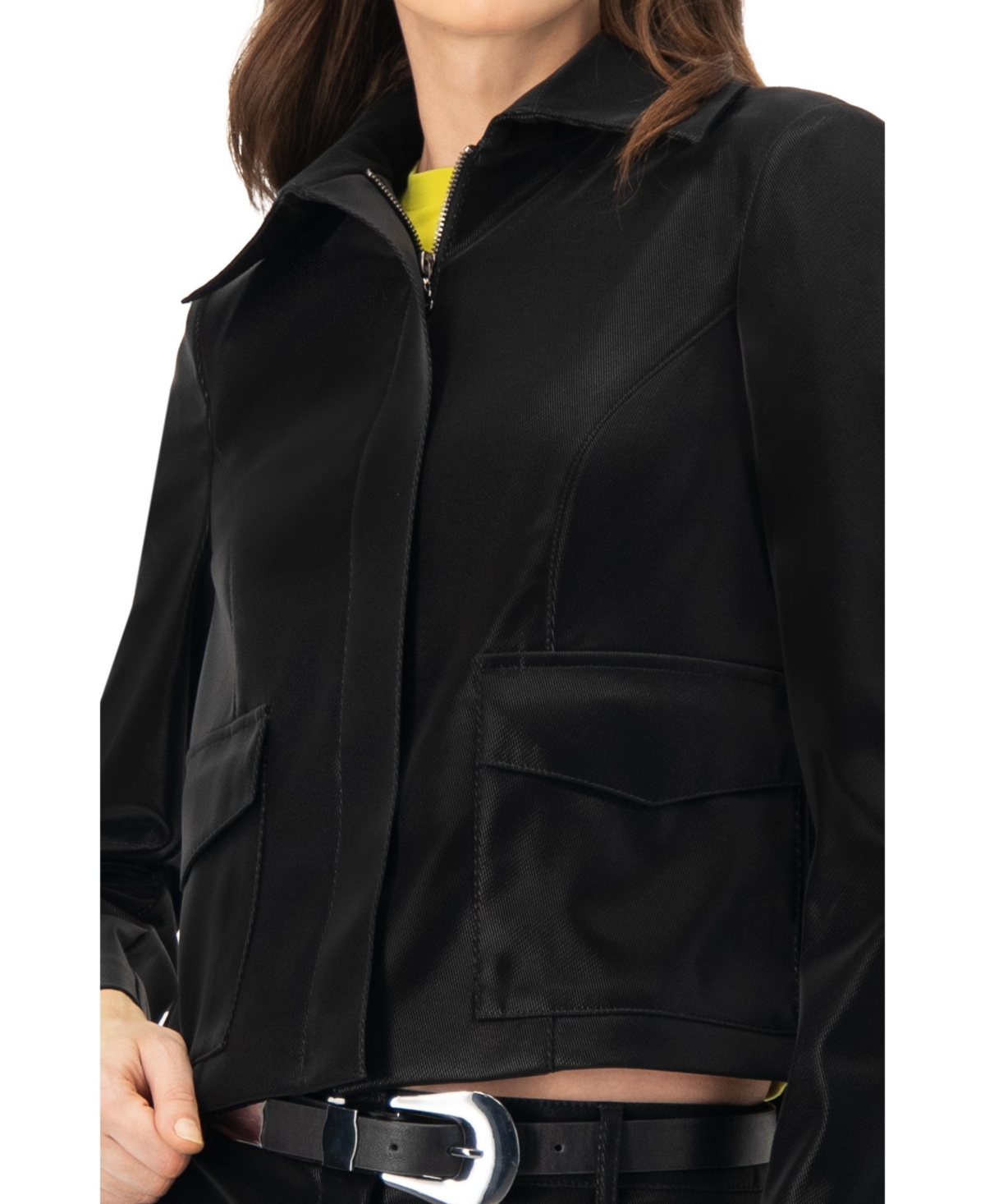 Ivonne Women's High Shine Biker Jacket