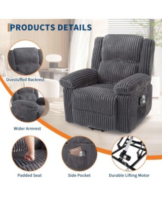 Power Lift Recliner Chair - Heat and Massage, Electric Lift Plush Recliner with Soft Padded Seat, Back Support & Armrests