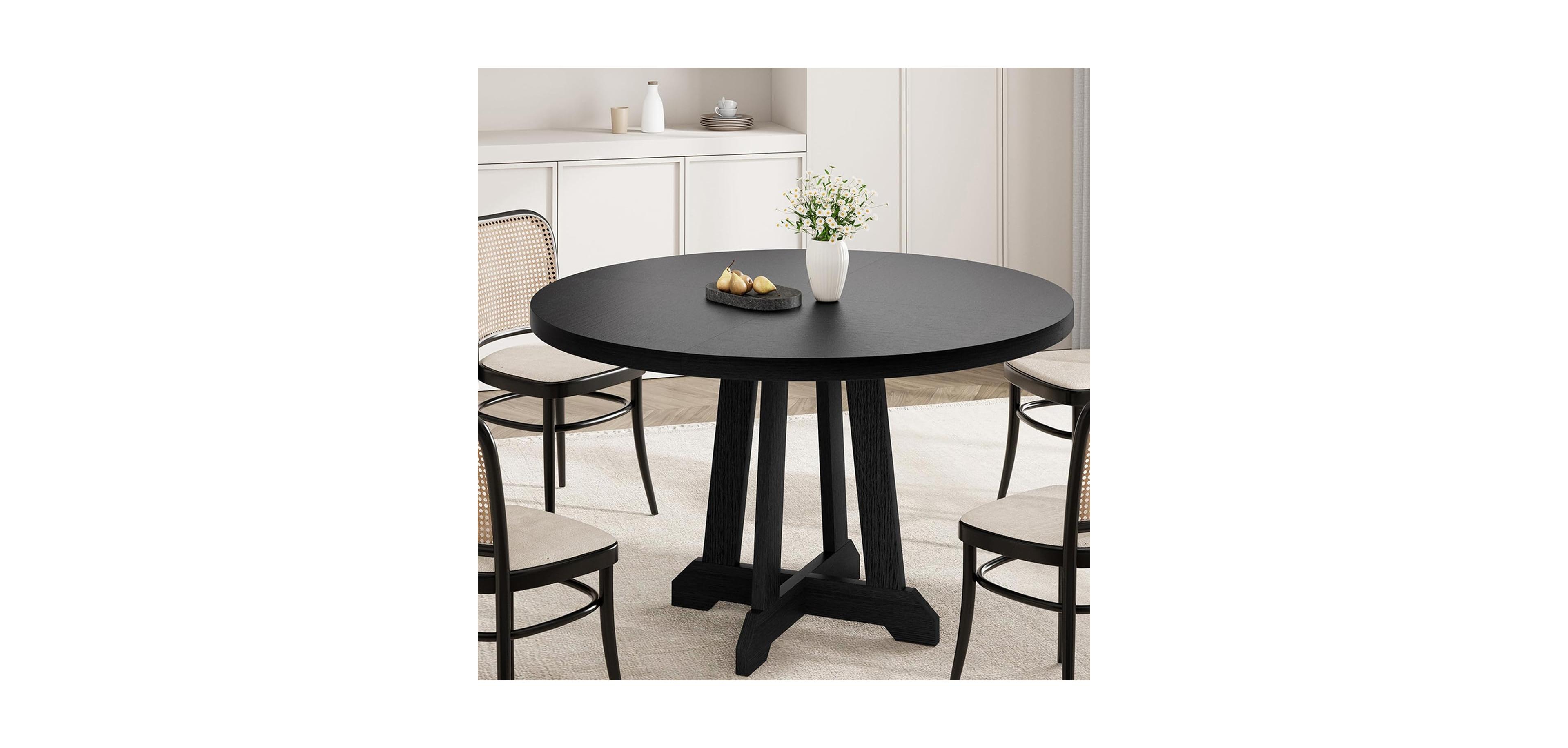 gaomon Wooden Kitchen Round Dining Table for 4 to 6 People with Sturty Legs Dining Room Table for Dining Room Kitchen