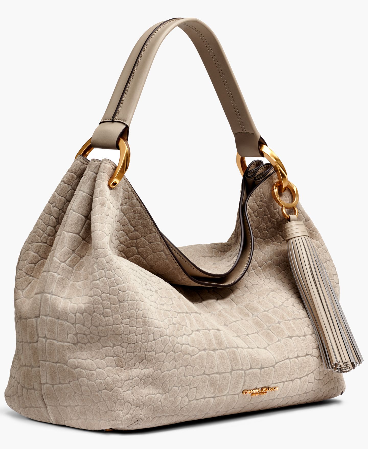 Женская сумка Donna Karan New York Glenwood Suede Croco Shoulder with Tassel Detail, цвет: Moth — фото 3