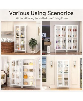 Tempered Glass Sturdy Steel Frame 3-Side Display Cabinet