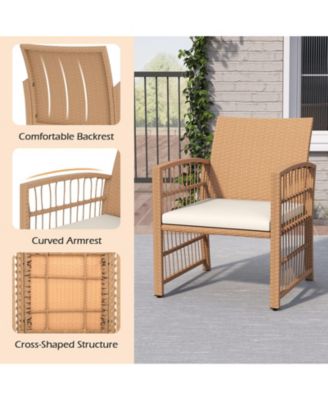 Set of 5 Patio Conversation Set PE Rattan Balcony Furniture Set w/ Cushions