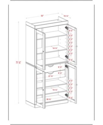 100% Solid Wood 32" Bathroom Storage Cabinet with Clear Glass Doors, 2-Drawers & Adjustable Shelves