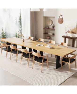 71" Long Dining Table for 6-10 People - Farmhouse Kitchen Table with Extra Thick Tabletop & Heavy-Duty Metal Legs, Sturdy Rectangular Table