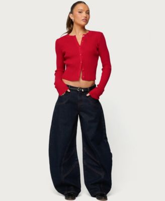 Women's Double Pocket Low Rise Barrel Leg Jeans