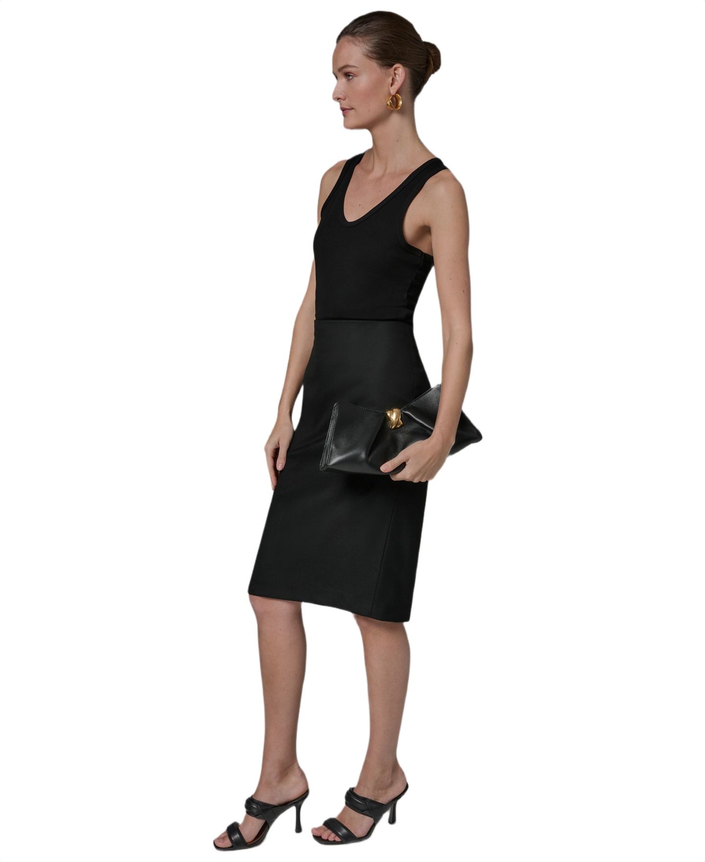 Женский клатч Donna Karan New York Cashmere Leather Clutch, цвет: Чёрный / Золотой — фото 5