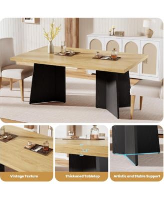 Dining Table for 6-8 People - 63" Modern Long Kitchen Table with Large Tabletop