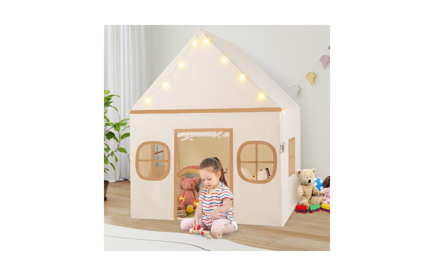 Детская игрушка Slickblue Star Lights Kids Playhouse Tent, Ages 3+, цвет: Бежевый / Коричневый — фото 2