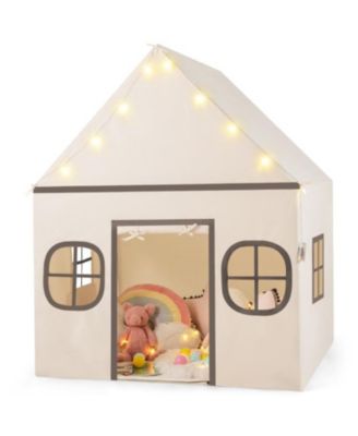 Large Kids Playhouse Tent with Door Curtain, Windows, Star Lights