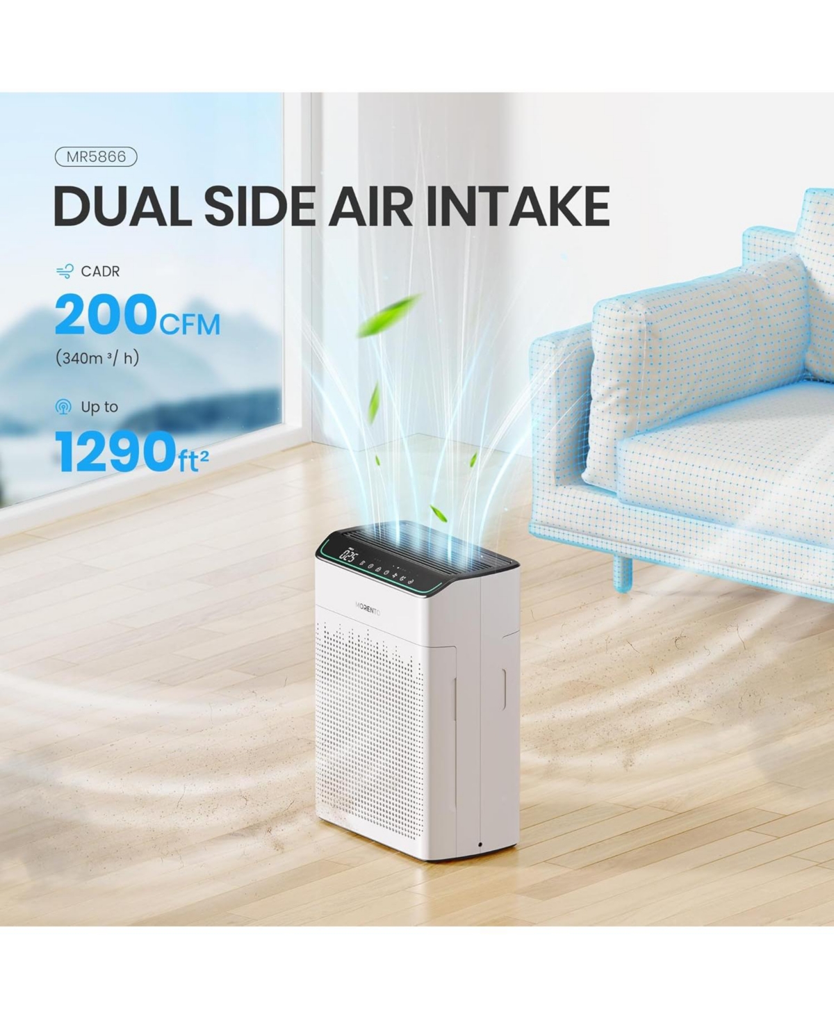 Morento Smart Hepa Air Purifier for Home, Voice & App Contorl, PM2.5 Display, Quality Monitor, Up to 1290 Sqft