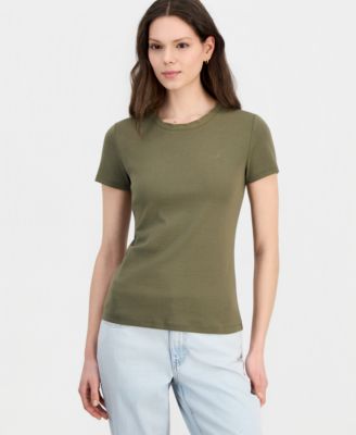 Women's Scallop-Trim Cotton Short-Sleeve T-Shirt 