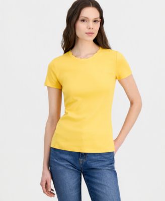 Women's Scallop-Trim Cotton Short-Sleeve T-Shirt 