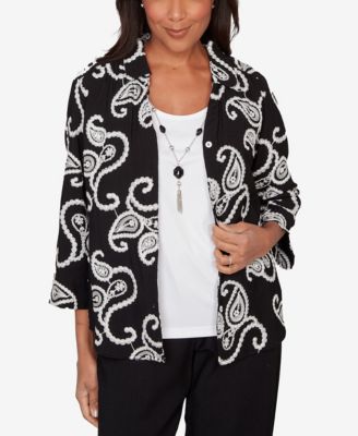 Petite Crowd Pleaser Paisley Embroidered Two In One Top 