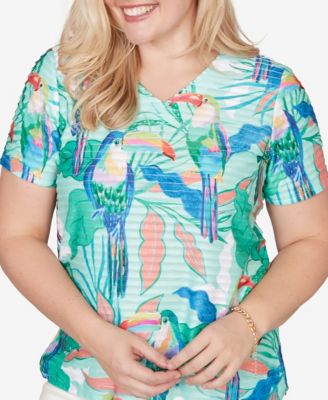 Petite Resort Living Toucan Textured Short-Sleeve T-Shirt