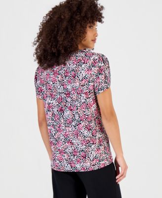 Petite Printed Tulip-Sleeve Top