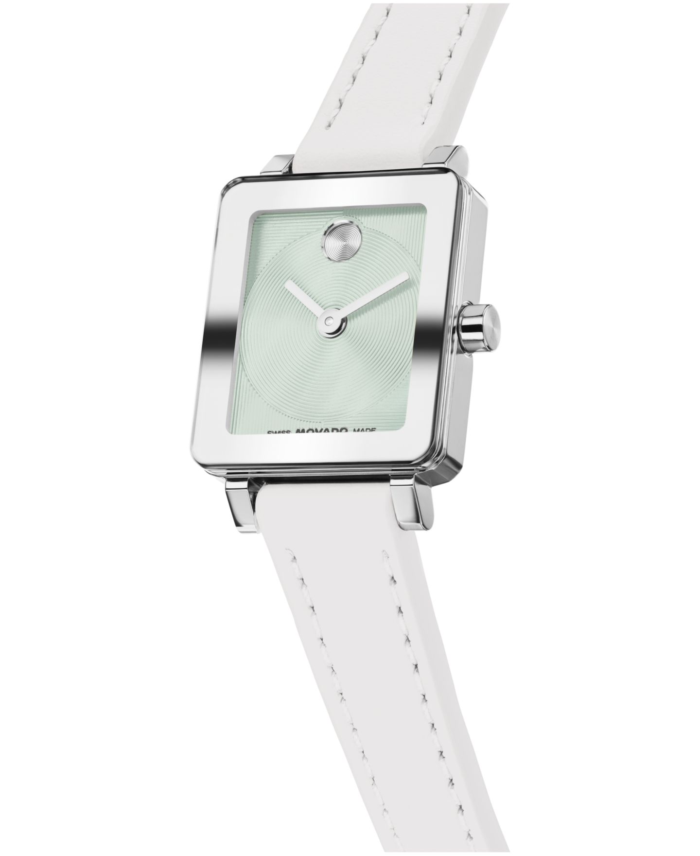 Женские часы Movado Bold Evolution 2.0 Mini Tank Swiss Quartz White Leather Watch, 20x23mm — фото 4