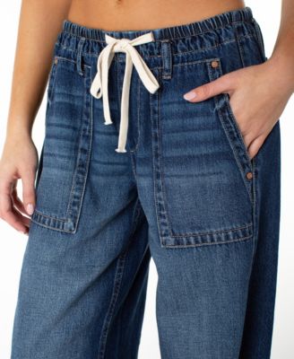 Juniors' Lightweight Tie-Waist Wide-Leg Jeans