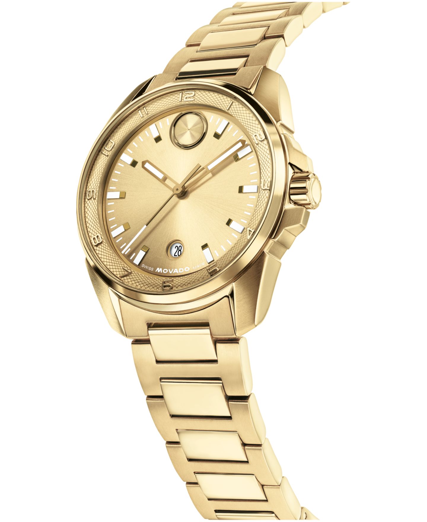 Мужские часы Movado Bold Verso S Swiss Quartz Ionic Plated Light Yellow Gold Steel Watch, 42mm — фото 2