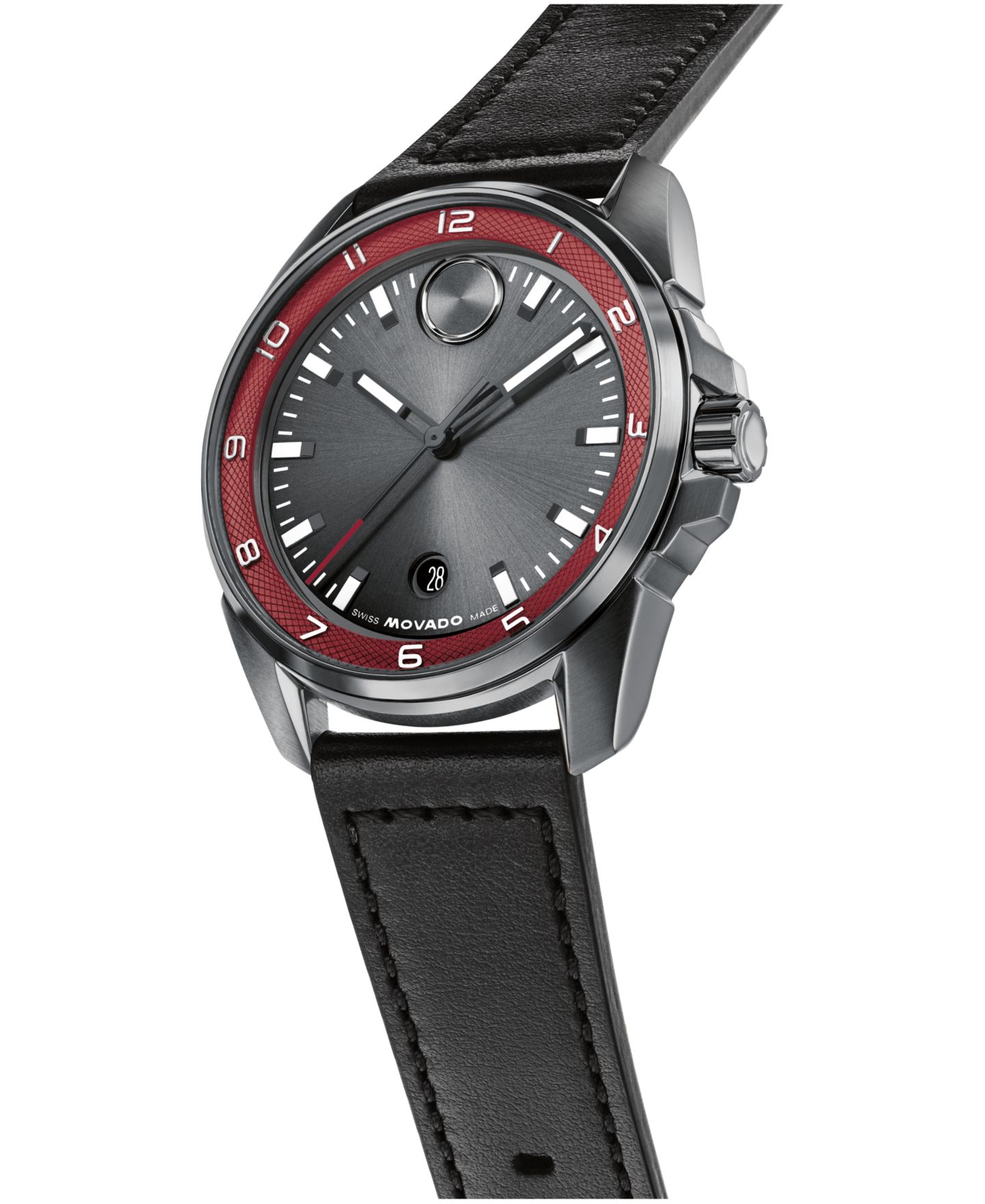 Мужские часы Movado Bold Verso S Swiss Quartz Black Leather Watch, 42mm — фото 5