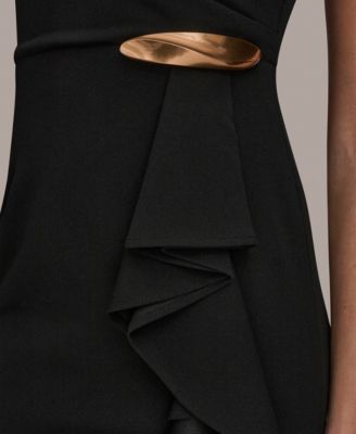 Women's Asymmetrical Neck Sheath Ruffle Dress