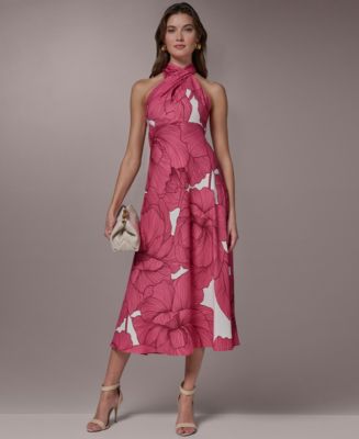 Donna Karan New York Women's Halter Neck Midi Dress - Macy's