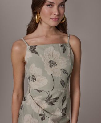 Women's Square Neck Faux Wrap Sheath Dress