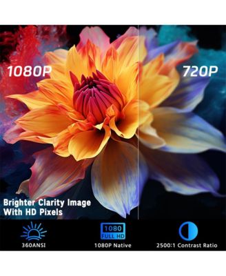 Portable 1080P Projector with 360° Stand, Auto Focus & Keystone, Netflix Built-in