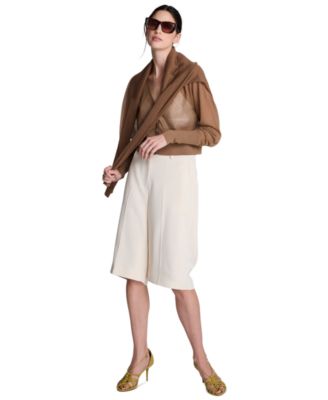 Women's Saddle-Shoulder Cropped Cardigan