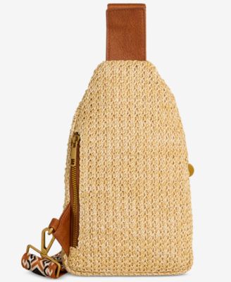 Floral Straw Applique Sling