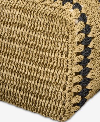 Geometric Straw Slouchy Tote Bag