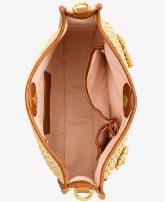 Floral Straw Applique Dip Crossbody