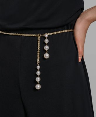 Women's Sleeveless Matte Jersey Removable Chain Belt Jumpsuit